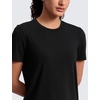 image:imageCRZ YOGA Quick Dry Workout Tops for Women Hip Length  Athletic Running Gym Yoga Short Sleeve Shirts Crewneck Basic TeesBlack
