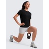 image:imageCRZ YOGA Quick Dry Workout Tops for Women Hip Length  Athletic Running Gym Yoga Short Sleeve Shirts Crewneck Basic TeesBlack