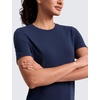 image:imageCRZ YOGA Quick Dry Workout Tops for Women Hip Length  Athletic Running Gym Yoga Short Sleeve Shirts Crewneck Basic TeesClub Blue