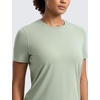 image:imageCRZ YOGA Quick Dry Workout Tops for Women Hip Length  Athletic Running Gym Yoga Short Sleeve Shirts Crewneck Basic TeesFog Green