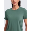 image:imageCRZ YOGA Quick Dry Workout Tops for Women Hip Length  Athletic Running Gym Yoga Short Sleeve Shirts Crewneck Basic TeesGraphite Green