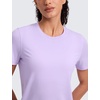 image:imageCRZ YOGA Quick Dry Workout Tops for Women Hip Length  Athletic Running Gym Yoga Short Sleeve Shirts Crewneck Basic TeesLavender Frost