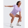 image:imageCRZ YOGA Quick Dry Workout Tops for Women Hip Length  Athletic Running Gym Yoga Short Sleeve Shirts Crewneck Basic TeesLavender Frost
