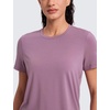 image:imageCRZ YOGA Quick Dry Workout Tops for Women Hip Length  Athletic Running Gym Yoga Short Sleeve Shirts Crewneck Basic TeesLight Lavender