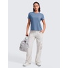 image:imageCRZ YOGA Quick Dry Workout Tops for Women Hip Length  Athletic Running Gym Yoga Short Sleeve Shirts Crewneck Basic TeesWashed Denim