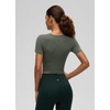 image:imageCRZ YOGA Softembrace Crewneck Crop Tops for Women  Casual Going Out Soft Short Sleeve Shirts Basic Fitted Baby TeesLight Army Green