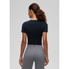 image:imageCRZ YOGA Softembrace Crewneck Crop Tops for Women  Casual Going Out Soft Short Sleeve Shirts Basic Fitted Baby TeesTrue Navy