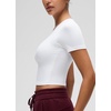 image:imageCRZ YOGA Softembrace Crewneck Crop Tops for Women  Casual Going Out Soft Short Sleeve Shirts Basic Fitted Baby TeesWhite