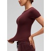 image:imageCRZ YOGA Softembrace High Neck Tops for Women  Soft Casual Going Out Shirts Crewneck Tight Basic Short Sleeve TShirtRed Merlot