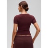 image:imageCRZ YOGA Softembrace High Neck Tops for Women  Soft Casual Going Out Shirts Crewneck Tight Basic Short Sleeve TShirtRed Merlot