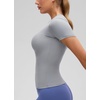 image:imageCRZ YOGA Softembrace High Neck Tops for Women  Soft Casual Going Out Shirts Crewneck Tight Basic Short Sleeve TShirtRhino Grey