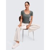 image:imageCRZ YOGA Softembrace Scoop Neck Tops for Women  Casual Soft Going Out Short Sleeve Shirts Sexy U Neck Tight Fitted TeesGrey Sage