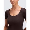 image:imageCRZ YOGA Softembrace Scoop Neck Tops for Women  Casual Soft Going Out Short Sleeve Shirts Sexy U Neck Tight Fitted TeesHot Fudge Brown