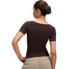 image:imageCRZ YOGA Softembrace Scoop Neck Tops for Women  Casual Soft Going Out Short Sleeve Shirts Sexy U Neck Tight Fitted TeesHot Fudge Brown