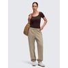 image:imageCRZ YOGA Softembrace Scoop Neck Tops for Women  Casual Soft Going Out Short Sleeve Shirts Sexy U Neck Tight Fitted TeesHot Fudge Brown
