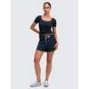 image:imageCRZ YOGA Softembrace Scoop Neck Tops for Women  Casual Soft Going Out Short Sleeve Shirts Sexy U Neck Tight Fitted TeesTrue Navy