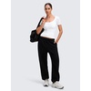 image:imageCRZ YOGA Softembrace Scoop Neck Tops for Women  Casual Soft Going Out Short Sleeve Shirts Sexy U Neck Tight Fitted TeesWhite
