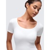 image:imageCRZ YOGA Softembrace Scoop Neck Tops for Women  Casual Soft Going Out Short Sleeve Shirts Sexy U Neck Tight Fitted TeesWhite