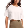 image:imageCRZ YOGA Pima Cotton Loose Crop TShirts for Women  Workout Yoga Casual Athletic Running Short Sleeve Shirts Crewneck TopsMilky White Bone