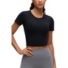 image:imageCRZ YOGA Softembrace Crewneck Crop Tops for Women  Casual Going Out Soft Short Sleeve Shirts Basic Fitted Baby TeesBlack