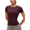 image:imageCRZ YOGA Softembrace High Neck Tops for Women  Soft Casual Going Out Shirts Crewneck Tight Basic Short Sleeve TShirtRipe Plum