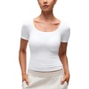 image:imageCRZ YOGA Softembrace Scoop Neck Tops for Women  Casual Soft Going Out Short Sleeve Shirts Sexy U Neck Tight Fitted TeesWhite