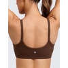 image:imageCRZ YOGA Butterlift Double Lined Scoop Neck Sports Bras for Women  Spaghetti Straps U Back Yoga Top Non PaddedLava Brown