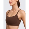 image:imageCRZ YOGA Butterlift Double Lined Scoop Neck Sports Bras for Women  Spaghetti Straps U Back Yoga Top Non PaddedLava Brown