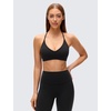 image:imageCRZ YOGA Butterluxe Soft Double Lined TBack Sports Bras for Women  V Neck Adjustable Strap Yoga Crop Top Casual Non PaddedBlack