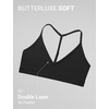 image:imageCRZ YOGA Butterluxe Soft Double Lined TBack Sports Bras for Women  V Neck Adjustable Strap Yoga Crop Top Casual Non PaddedBlack