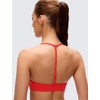 image:imageCRZ YOGA Butterluxe Soft Double Lined TBack Sports Bras for Women  V Neck Adjustable Strap Yoga Crop Top Casual Non PaddedDeep Red