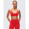 image:imageCRZ YOGA Butterluxe Soft Double Lined TBack Sports Bras for Women  V Neck Adjustable Strap Yoga Crop Top Casual Non PaddedDeep Red