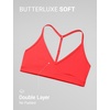 image:imageCRZ YOGA Butterluxe Soft Double Lined TBack Sports Bras for Women  V Neck Adjustable Strap Yoga Crop Top Casual Non PaddedDeep Red