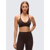 image:imageCRZ YOGA Butterluxe Soft Double Lined TBack Sports Bras for Women  V Neck Adjustable Strap Yoga Crop Top Casual Non PaddedHot Fudge Brown