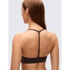 image:imageCRZ YOGA Butterluxe Soft Double Lined TBack Sports Bras for Women  V Neck Adjustable Strap Yoga Crop Top Casual Non PaddedHot Fudge Brown