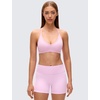 image:imageCRZ YOGA Butterluxe Soft Double Lined TBack Sports Bras for Women  V Neck Adjustable Strap Yoga Crop Top Casual Non PaddedVita Pink