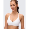 image:imageCRZ YOGA Butterluxe Soft Double Lined TBack Sports Bras for Women  V Neck Adjustable Strap Yoga Crop Top Casual Non PaddedWhite