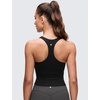 image:imageCRZ YOGA Butterluxe V Neck Racerback Crop Tank Tops for Women  Wireless Padded Yoga Longline Sports BraBlack