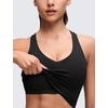 image:imageCRZ YOGA Butterluxe V Neck Racerback Crop Tank Tops for Women  Wireless Padded Yoga Longline Sports BraBlack