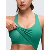 image:imageCRZ YOGA Butterluxe V Neck Racerback Crop Tank Tops for Women  Wireless Padded Yoga Longline Sports BraCascadia Green