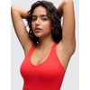 image:imageCRZ YOGA Butterluxe V Neck Racerback Crop Tank Tops for Women  Wireless Padded Yoga Longline Sports BraDeep Red