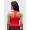 image:imageCRZ YOGA Butterluxe V Neck Racerback Crop Tank Tops for Women  Wireless Padded Yoga Longline Sports BraDeep Red