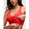 image:imageCRZ YOGA Butterluxe V Neck Racerback Crop Tank Tops for Women  Wireless Padded Yoga Longline Sports BraDeep Red