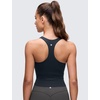 image:imageCRZ YOGA Butterluxe V Neck Racerback Crop Tank Tops for Women  Wireless Padded Yoga Longline Sports BraTrue Navy