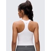 image:imageCRZ YOGA Butterluxe V Neck Racerback Crop Tank Tops for Women  Wireless Padded Yoga Longline Sports BraWhite