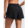 image:imageCRZ YOGA Mid Rise Half Split Athletic Shorts for Women 25 Dolphin Quick Dry for Gym Running Workout TrackBlack