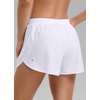 image:imageCRZ YOGA Mid Rise Half Split Athletic Shorts for Women 25 Dolphin Quick Dry for Gym Running Workout TrackWhite