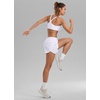 image:imageCRZ YOGA Mid Rise Half Split Athletic Shorts for Women 25 Dolphin Quick Dry for Gym Running Workout TrackWhite
