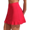 image:imageCRZ YOGA Ruffle Swim Skirt for Women  High Waisted Tummy Control Bathing Suit Bikini Bottoms SkortsDeep Red