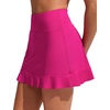 image:imageCRZ YOGA Ruffle Swim Skirt for Women  High Waisted Tummy Control Bathing Suit Bikini Bottoms SkortsGranita Pink